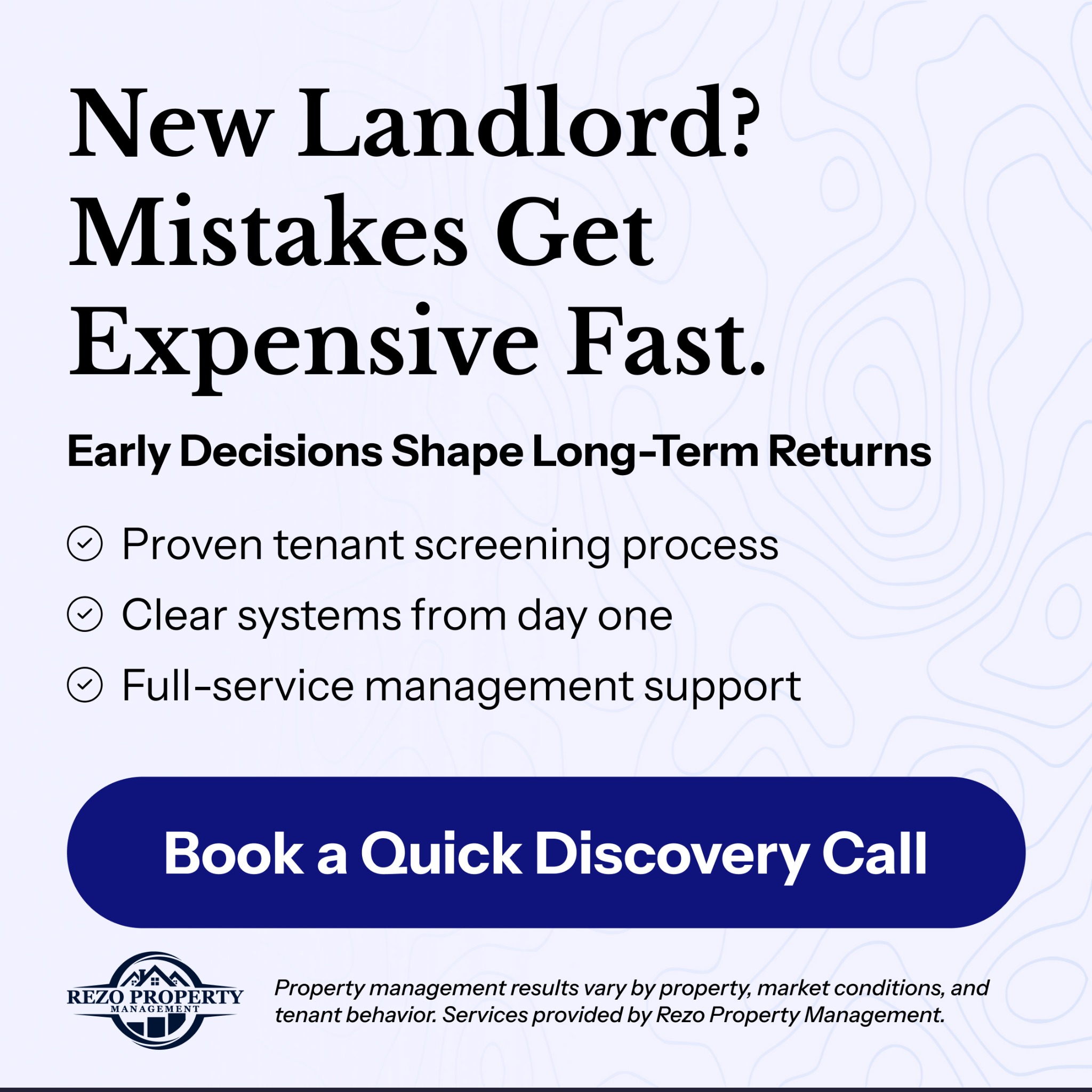 Rezo Property Management Facebook ad from Jan 15, 2026