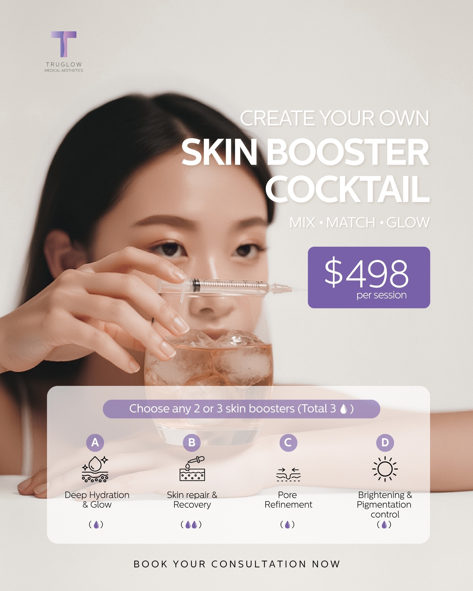 Truglow Medical Aesthetics Facebook ad: Mix. Match. Glow.