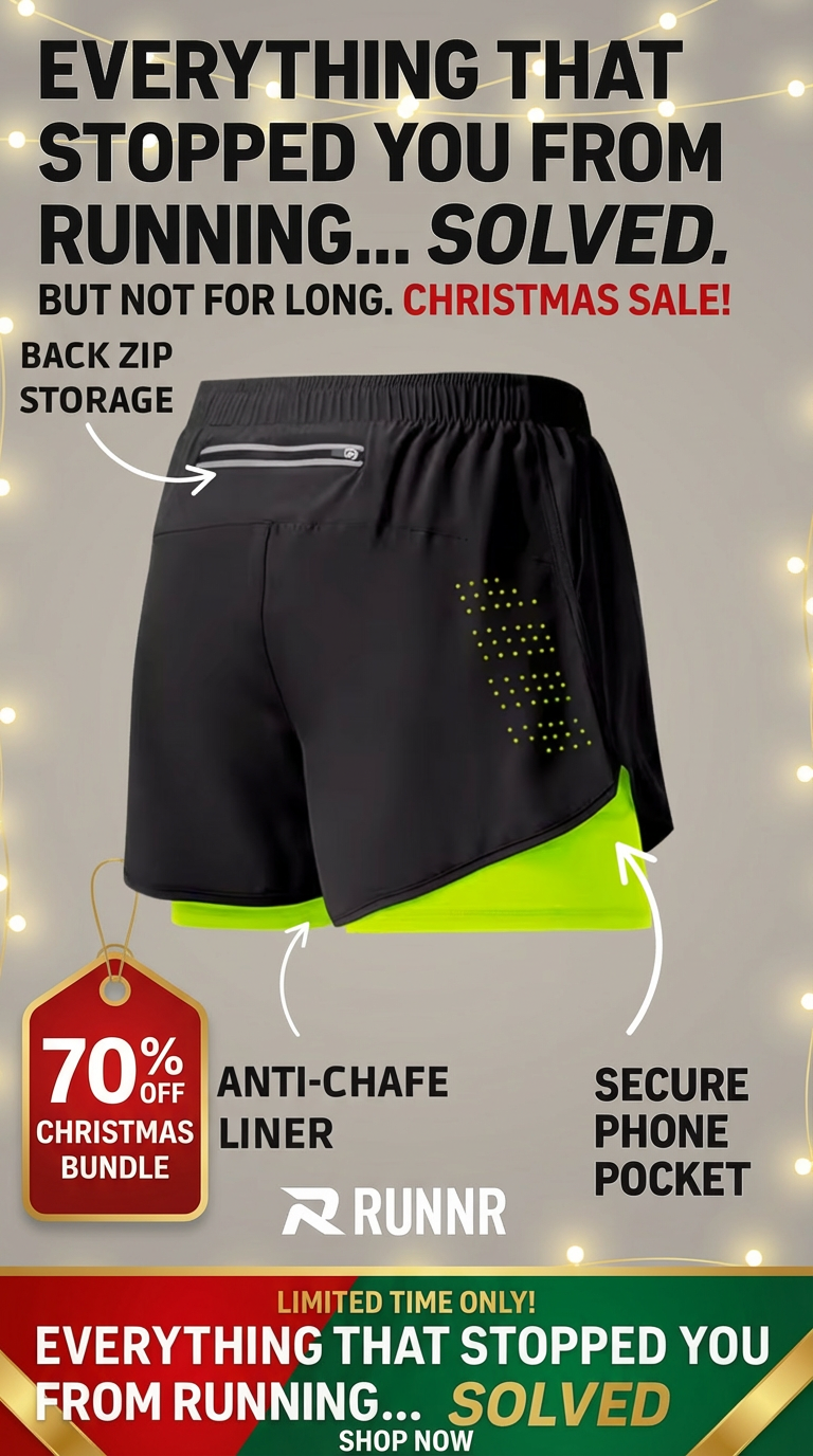 Runnr Active Facebook ad: Christmas Deals for Runners, Up to 70% Off