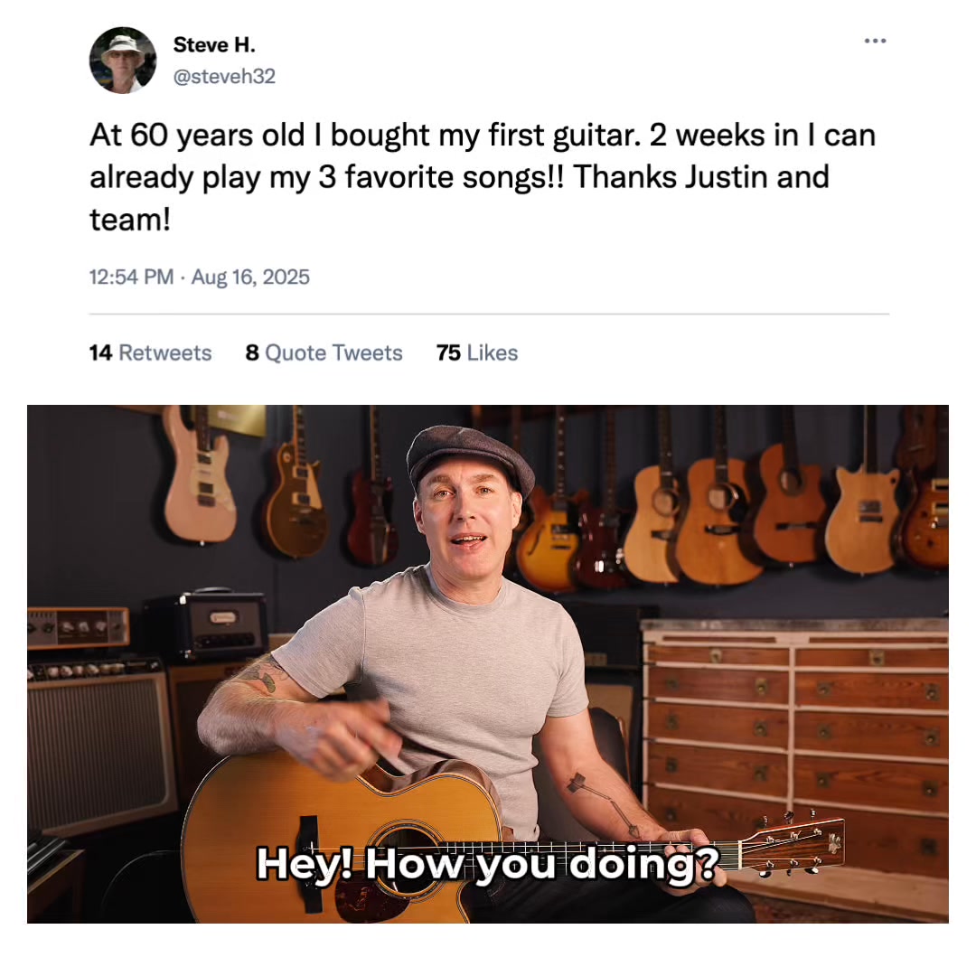Musopia Apps Facebook ad: Learn to Play with the Highest-Rated Guitar Lessons…