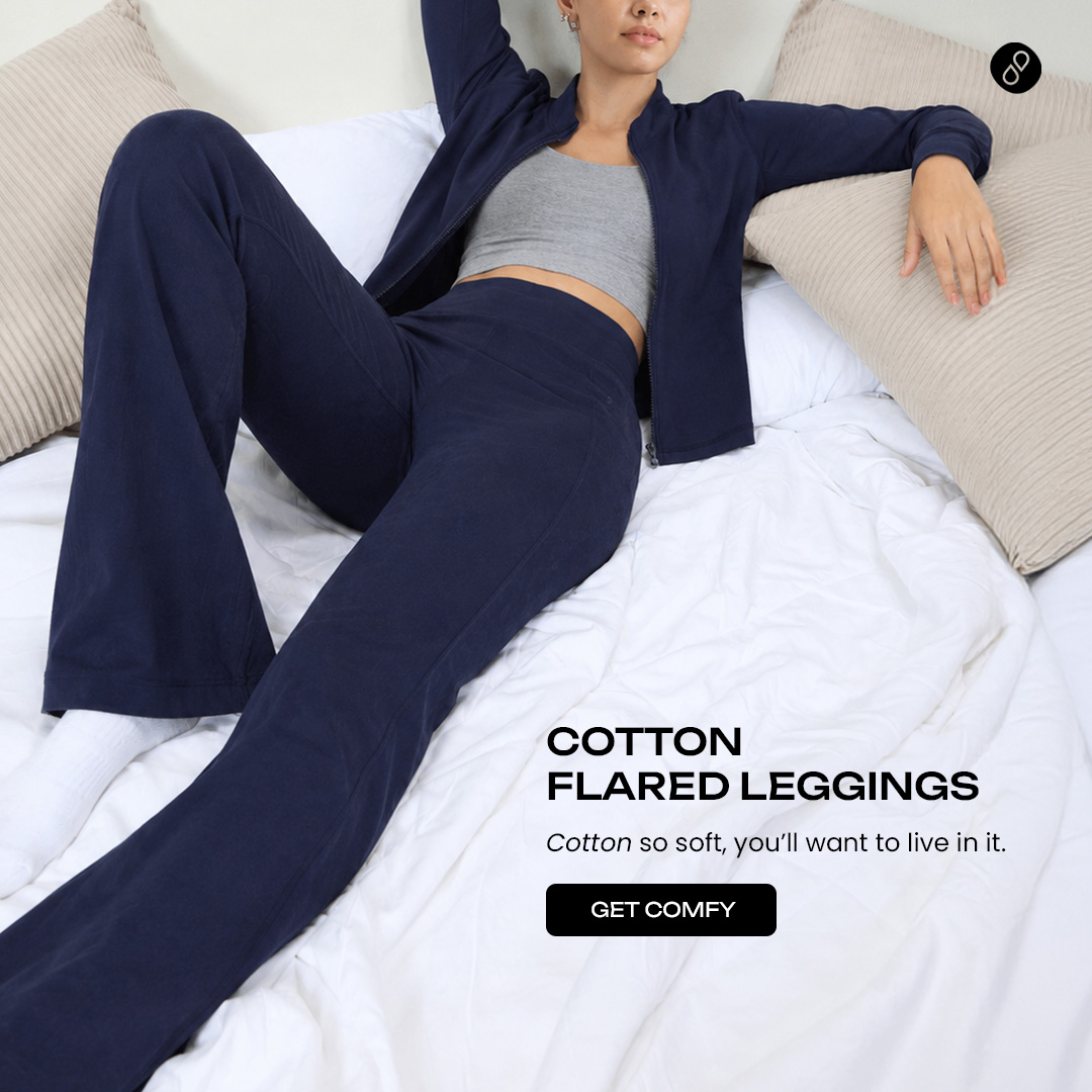 cava_athleisure Facebook ad: Flare pants so comfy, you'll never want to take them off.