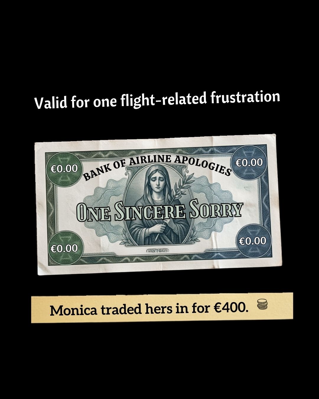 AirAdvisor Facebook ad: Monica landed in Malaga 17 and a half…