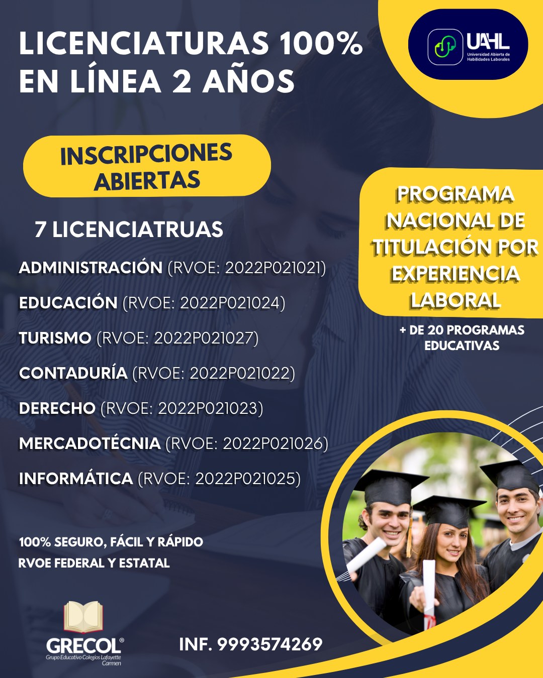 Grecol - Escuela de capacitación laboral Facebook ad: ¡ESTUDIA TU CARRERA EN LÍNEA o TITÚLATE POR…