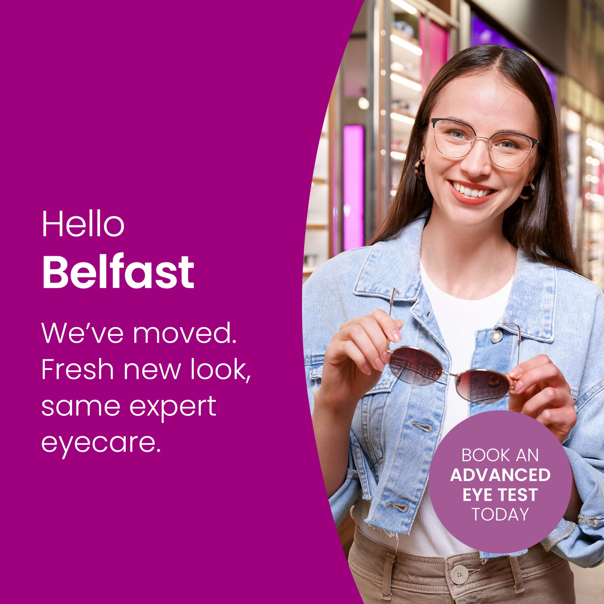 Vision Express Facebook ad: Book an Advanced Eye Test