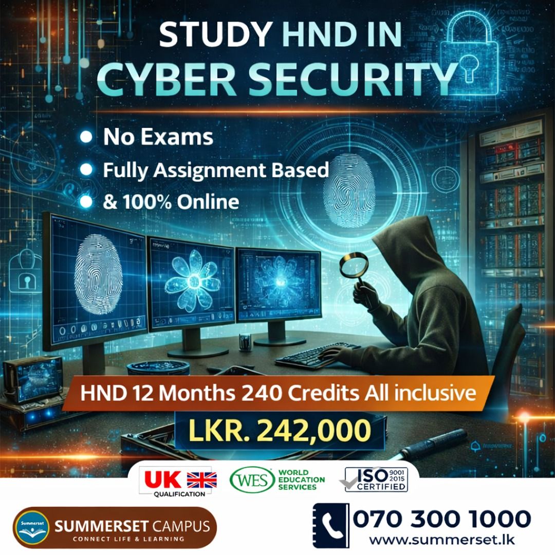 Summerset Campus Facebook ad: සයිබර් ආරක්ෂාව පිළිබඳ ඔබේ OTHM 4 සහ 5 මට්ටම ඩිප්ලෝමාව ලබා…