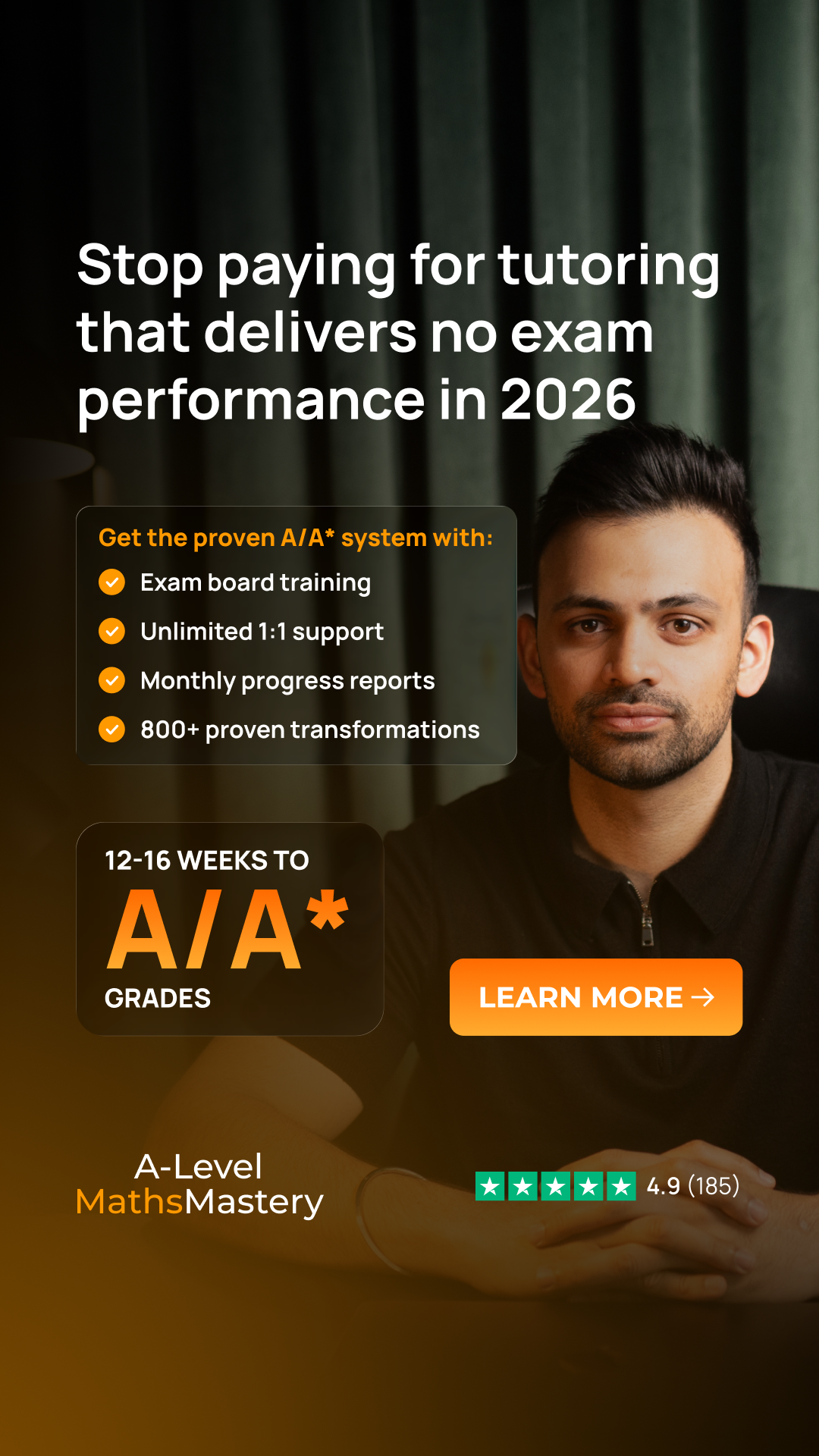 Amrit Shinh A-Level Maths & Further Maths Online Tutor Facebook ad