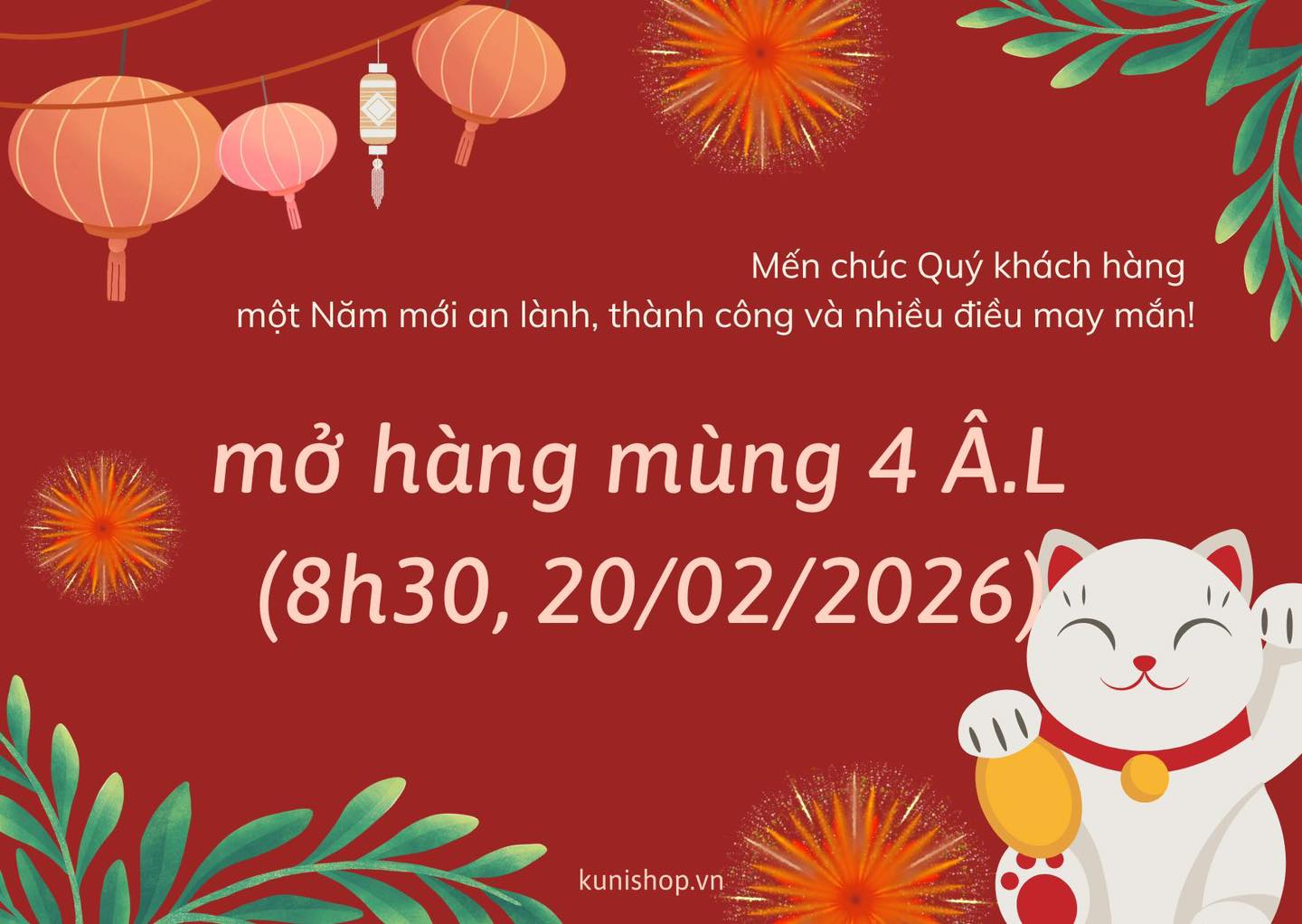 Kunishop, since 2013 Facebook ad: Hot deal mừng Năm mới!