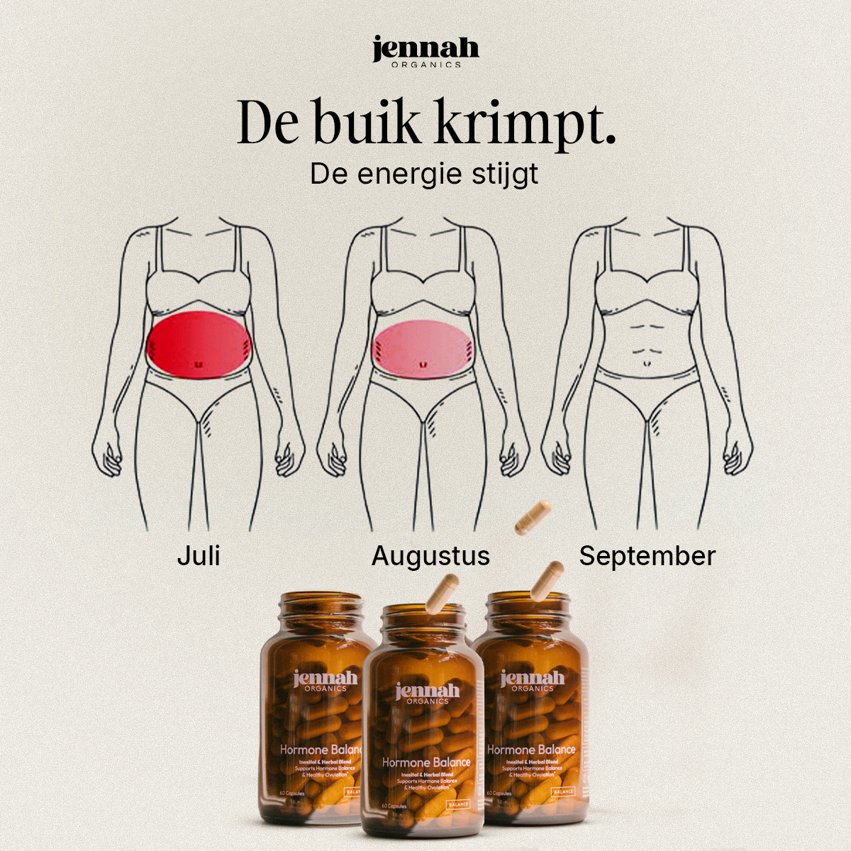 Jennah Naturals Facebook ad: Bestel nu Hormone Balance met 20% korting