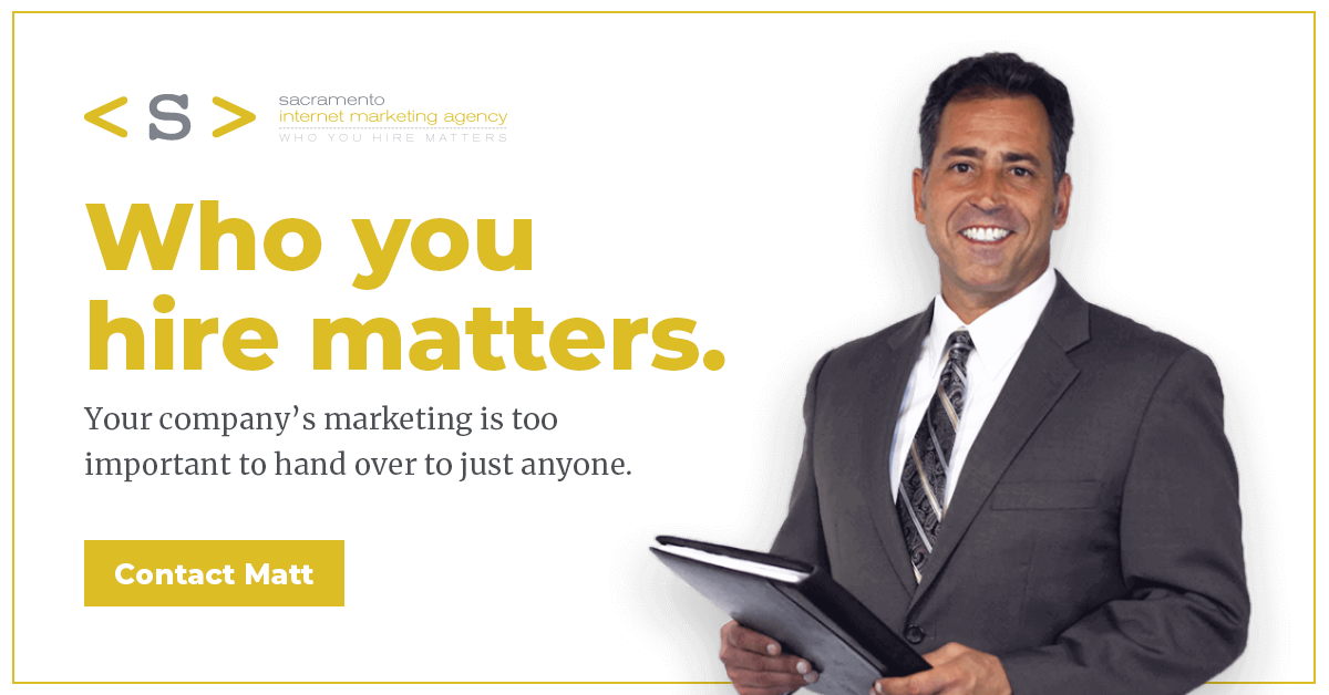 Sacramento Internet Marketing Agency Facebook ad from Sep 1, 2023