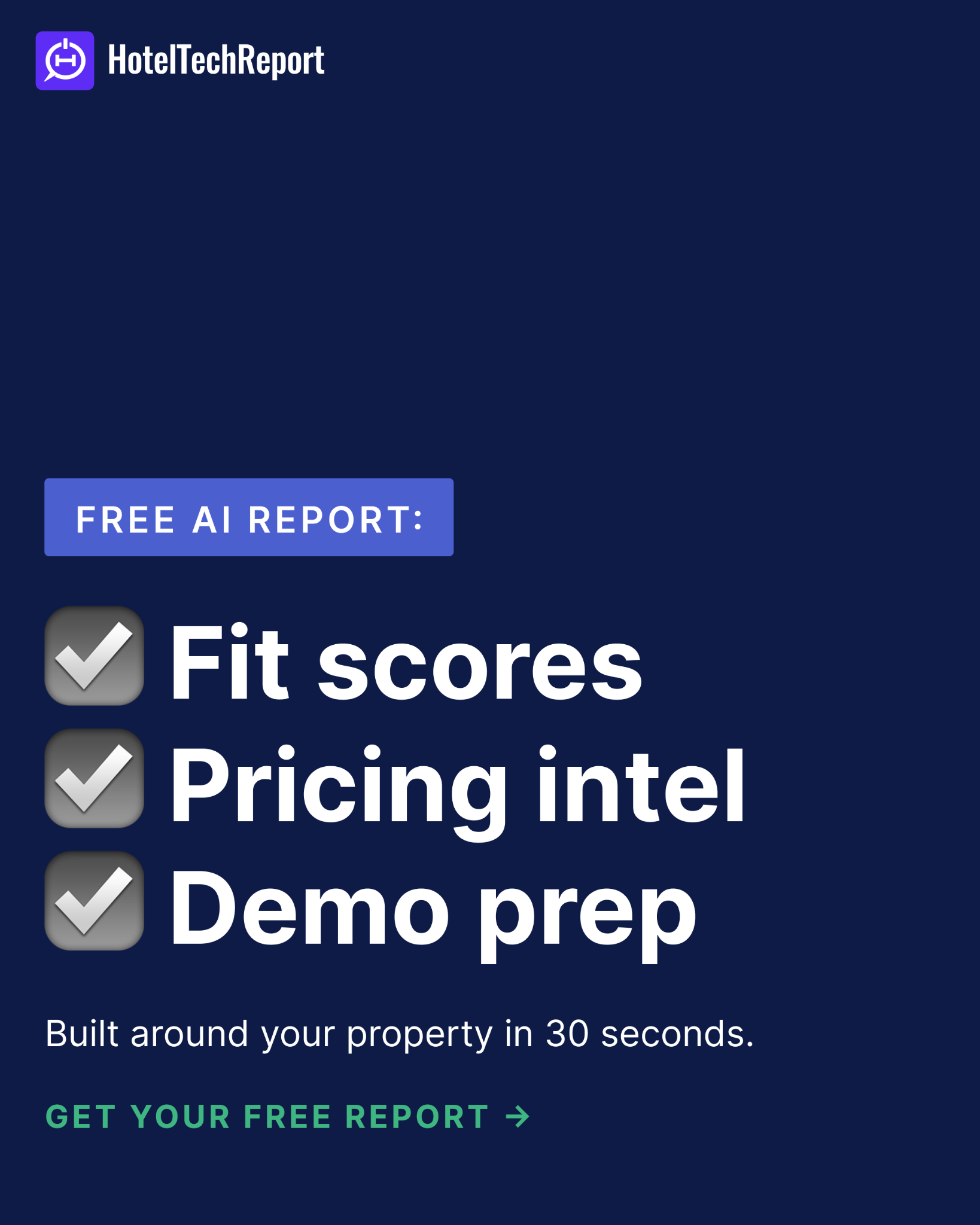Hotel Tech Report Facebook ad: $5,000 Consultant Report, Now Free