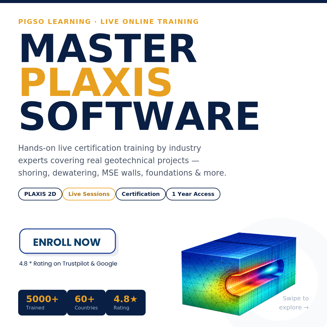 Pigso learning Facebook ad: Master PLAXIS Software, Get Certified Fast!