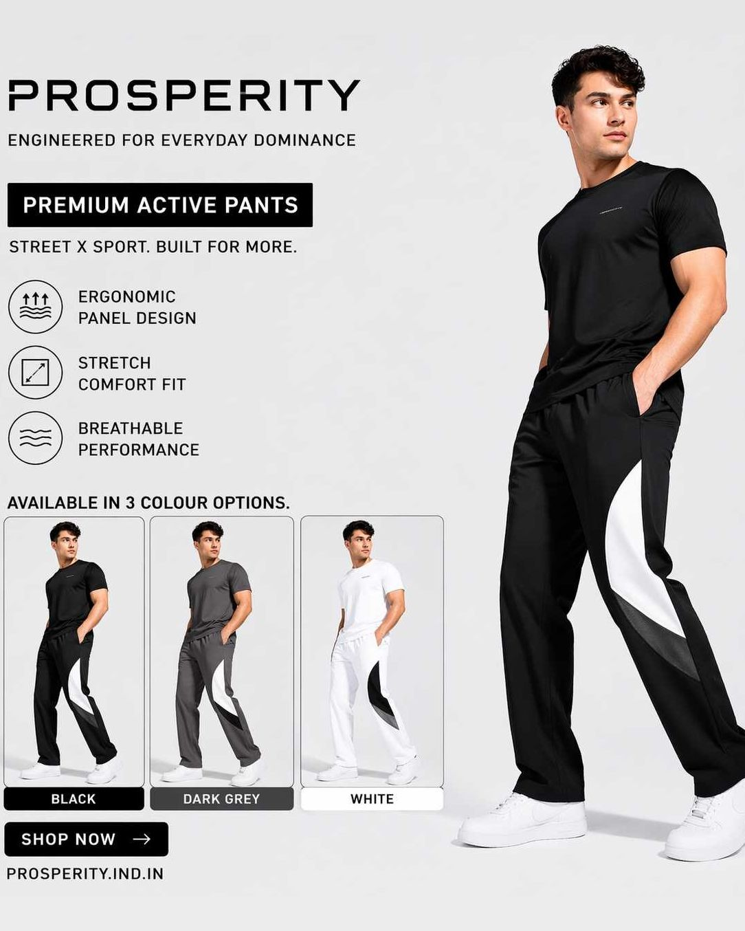 Prosperity Facebook ad: Black And White NS Terry Flared Pants For Men