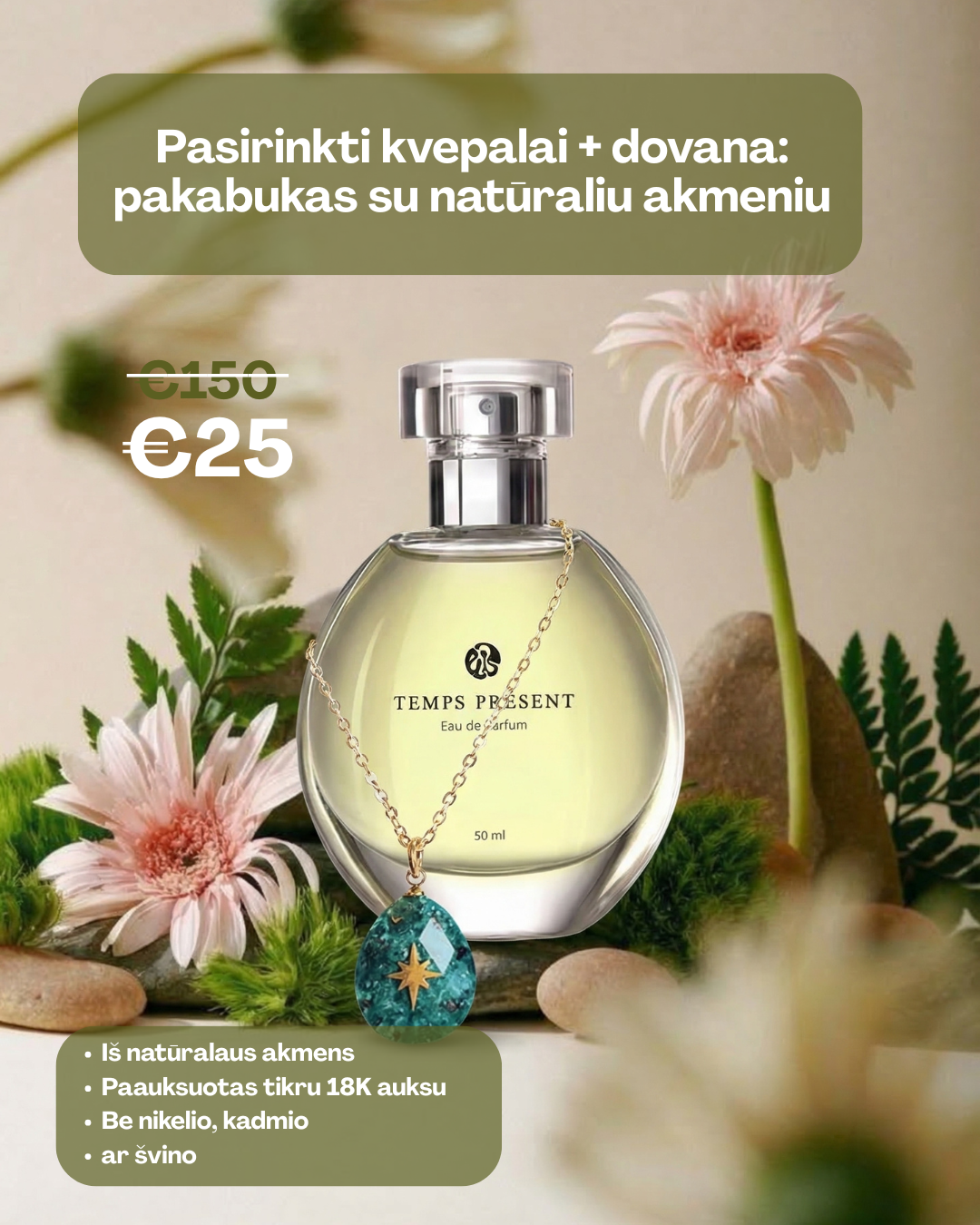 Harmony Life Lietuva Facebook ad: Prancūzijoje sukurtas aromatas + natūralaus akmens…