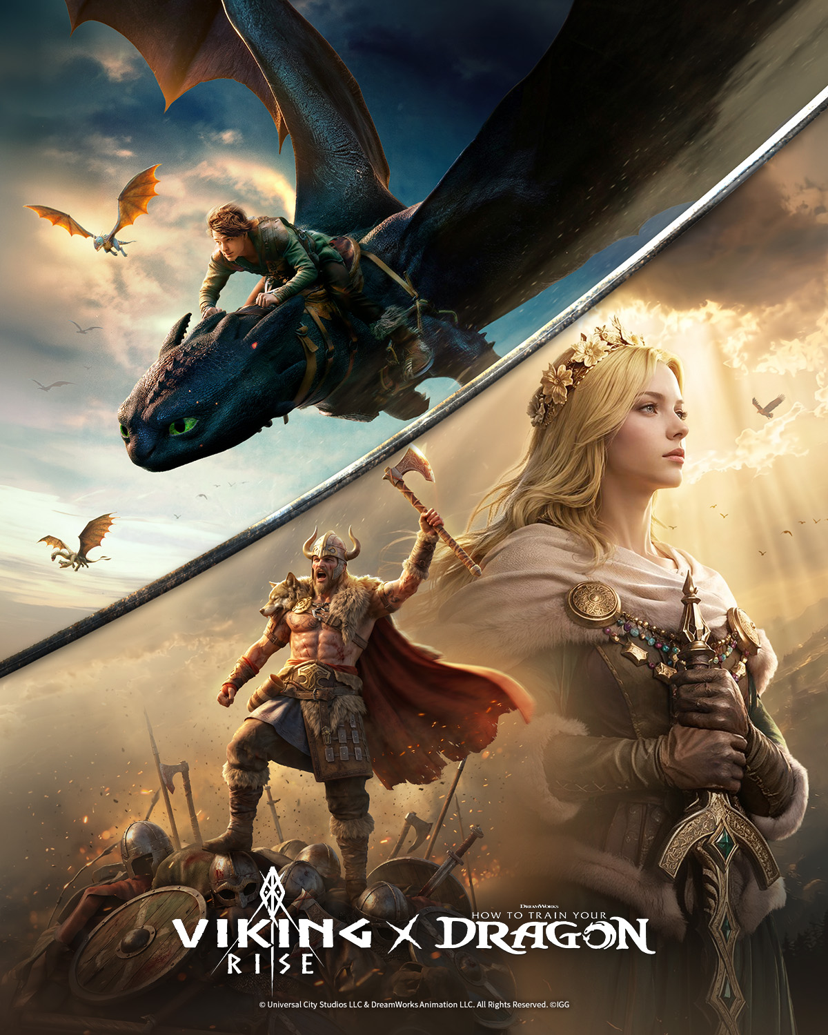 Viking Rise Facebook ad: Dragons and Companions Awaits