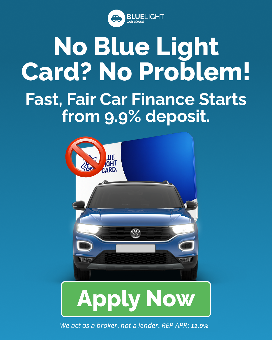 Blue Light Car Loans Facebook ad