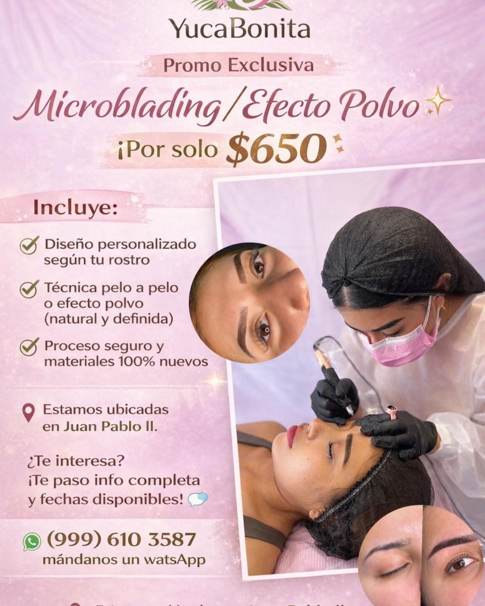 Yuca Bonita Beauty Lab Facebook ad: Realza tu mirada con cejas perfectas.