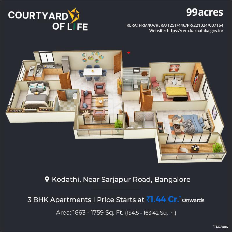 99acres Projects Bangalore Facebook ad: Navanaami Courtyard Of Life -at Kodathi, Near Sarjapur…