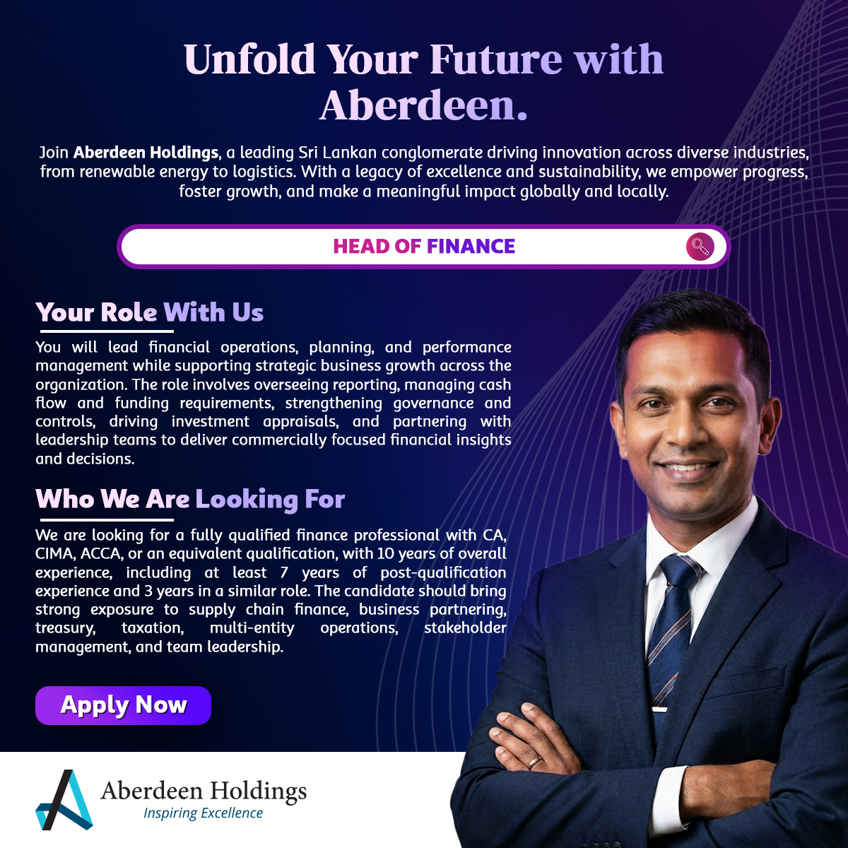 Aberdeen Holdings Facebook ad: We’re Hiring: Head of Finance