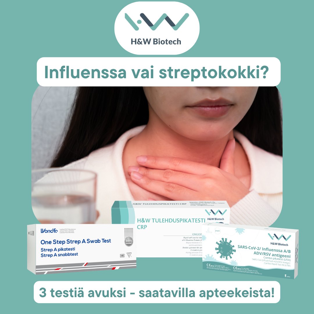 H&W Biotech Oy Facebook ad: Influenssa ja streptokokkitulehdus aiheuttavat tällä…