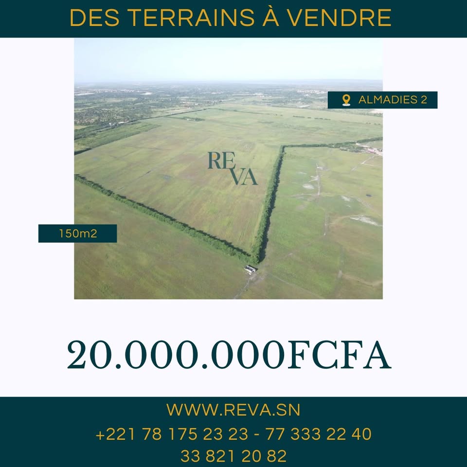 REVA IMMO Facebook ad: Des terrains de 150m2 à vendre aux Almadies…
