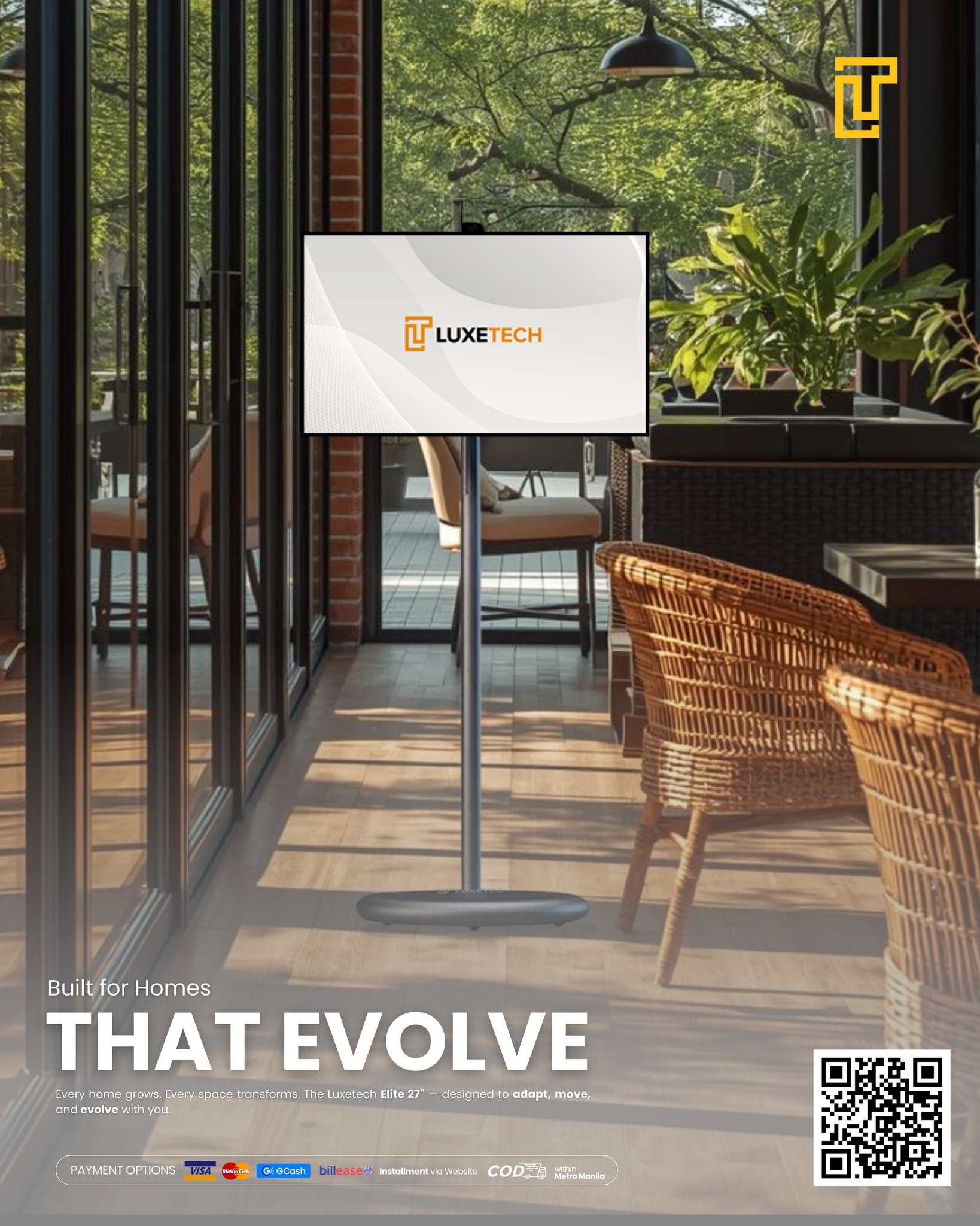 Luxetech Facebook ad: REIMAGINE YOUR SPACE WITH LUXETECH ELITE 27