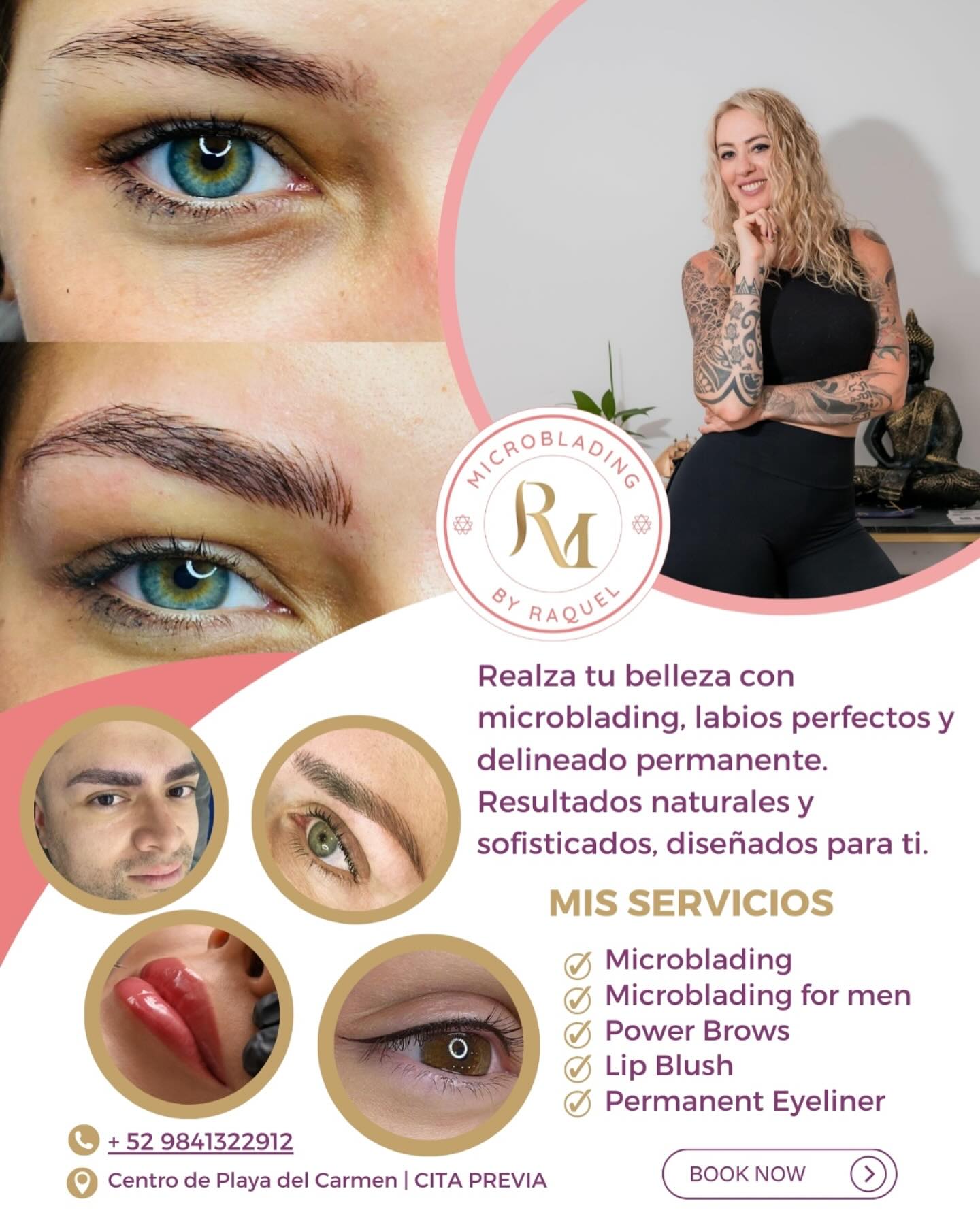 Permanent makeup & microblading Playa del Carmen Facebook ad: Realza tu Belleza con Maquillaje Permanente de Alta…