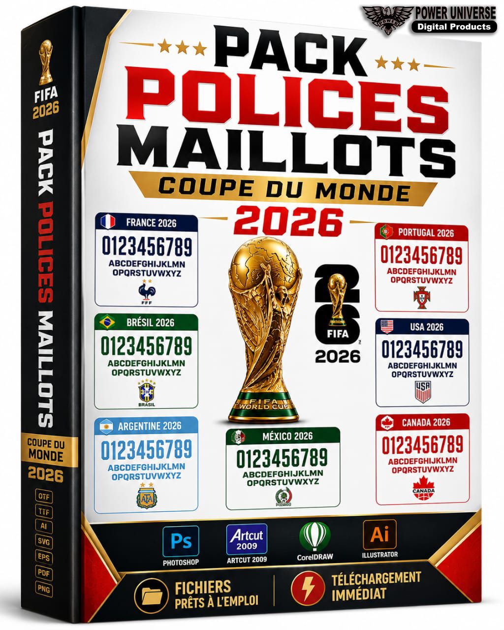 Power Universe Facebook ad: PACK POLICES MAILLOTS COUPE DU MONDE 2026