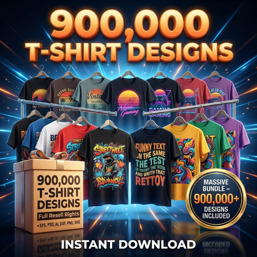Lisa Hub Facebook ad: Access 900,000+ T-Shirt Designs in One Bundle