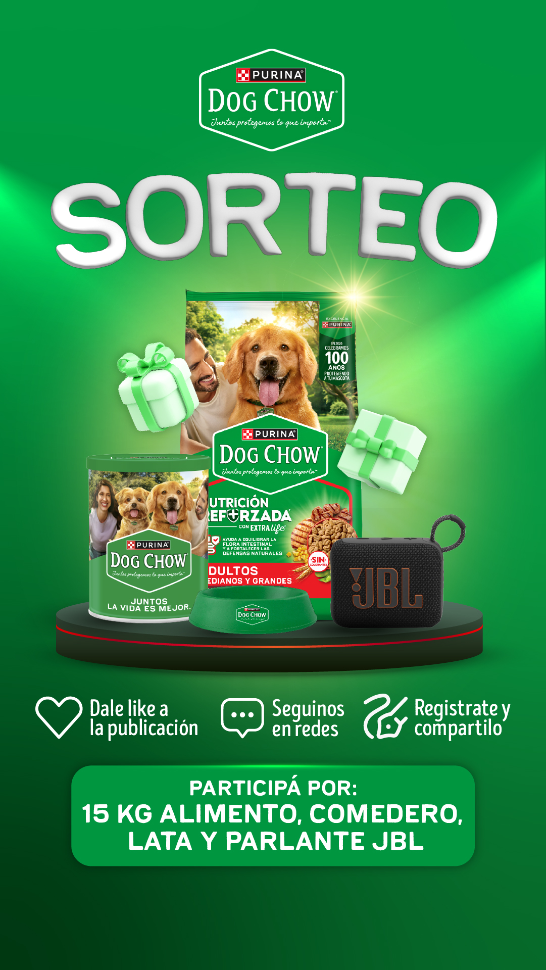 Purina Dog Chow Facebook ad: ¡Participá y Ganá con Dog Chow!