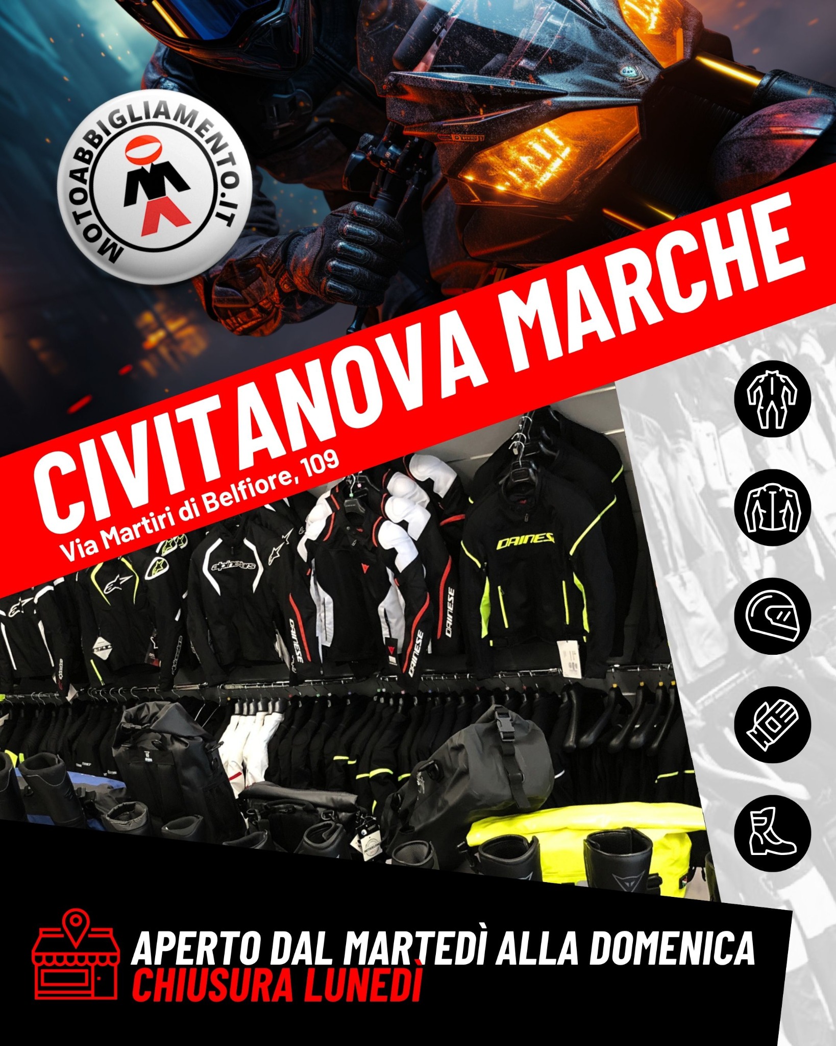 Motoabbigliamento Civitanova Marche Facebook ad: Vieni a trovarci in negozio