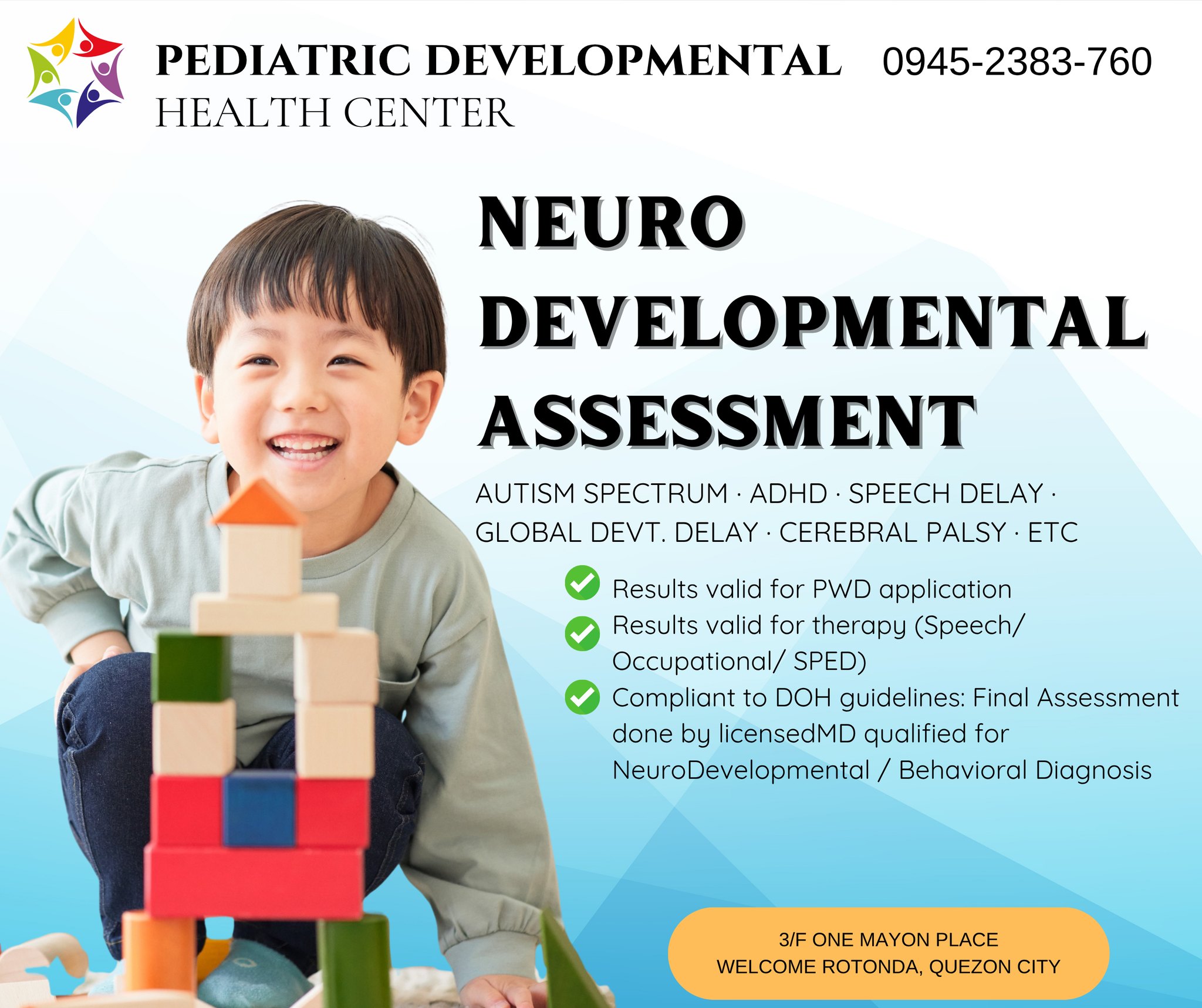 Pediatric Developmental Center Facebook ad: Results shall be valid to all Therapy Centers…