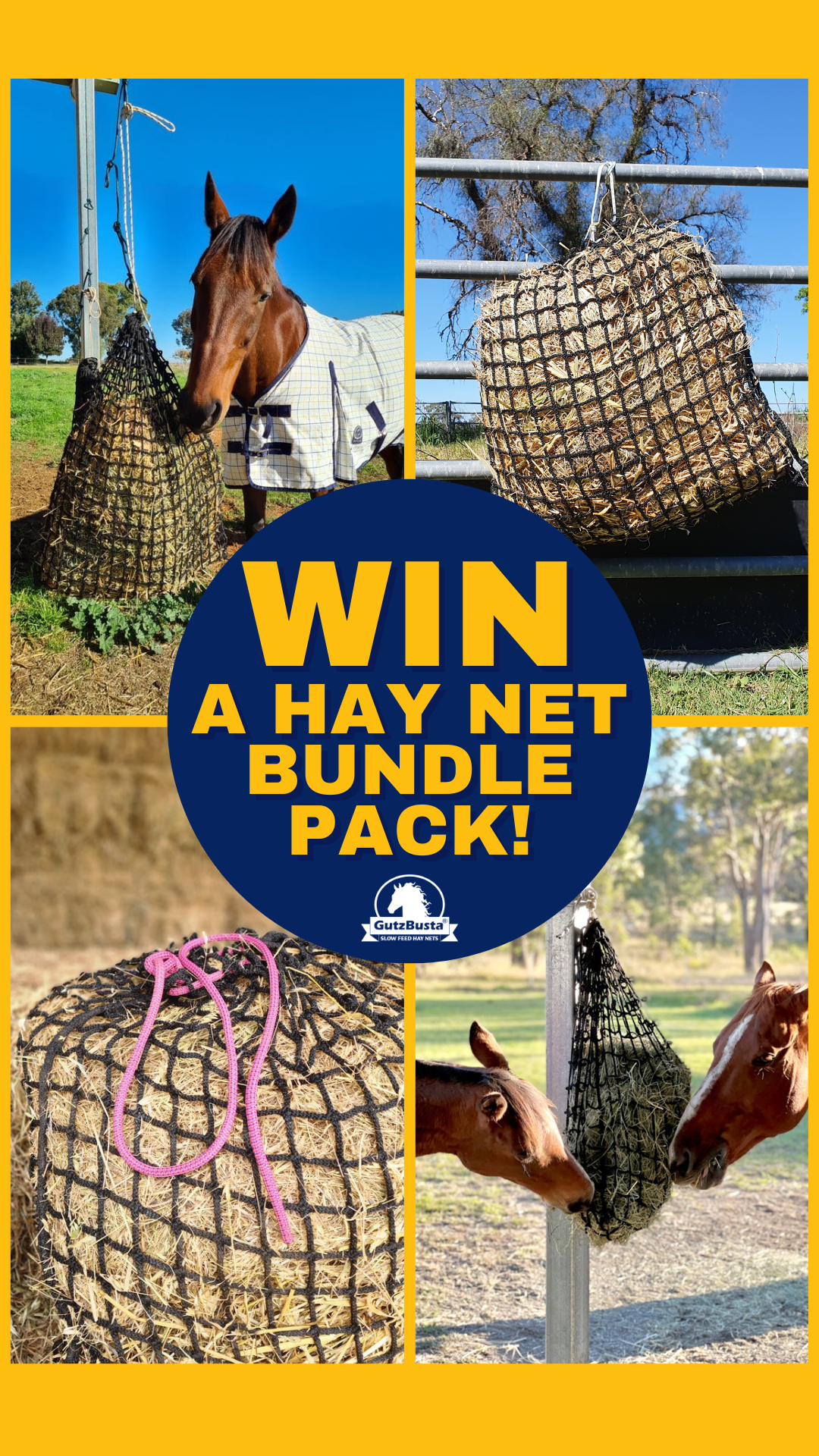 Gutzbusta Slow Feed Hay Nets USA Facebook ad from May 28, 2024