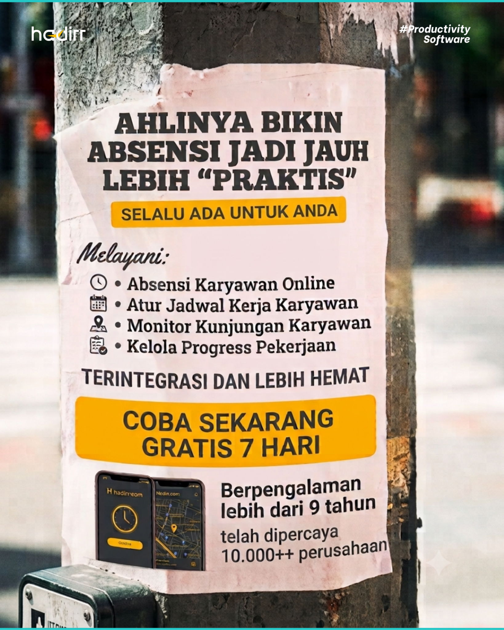 Hadirr Facebook ad: Aplikasi Absensi Karyawan Online