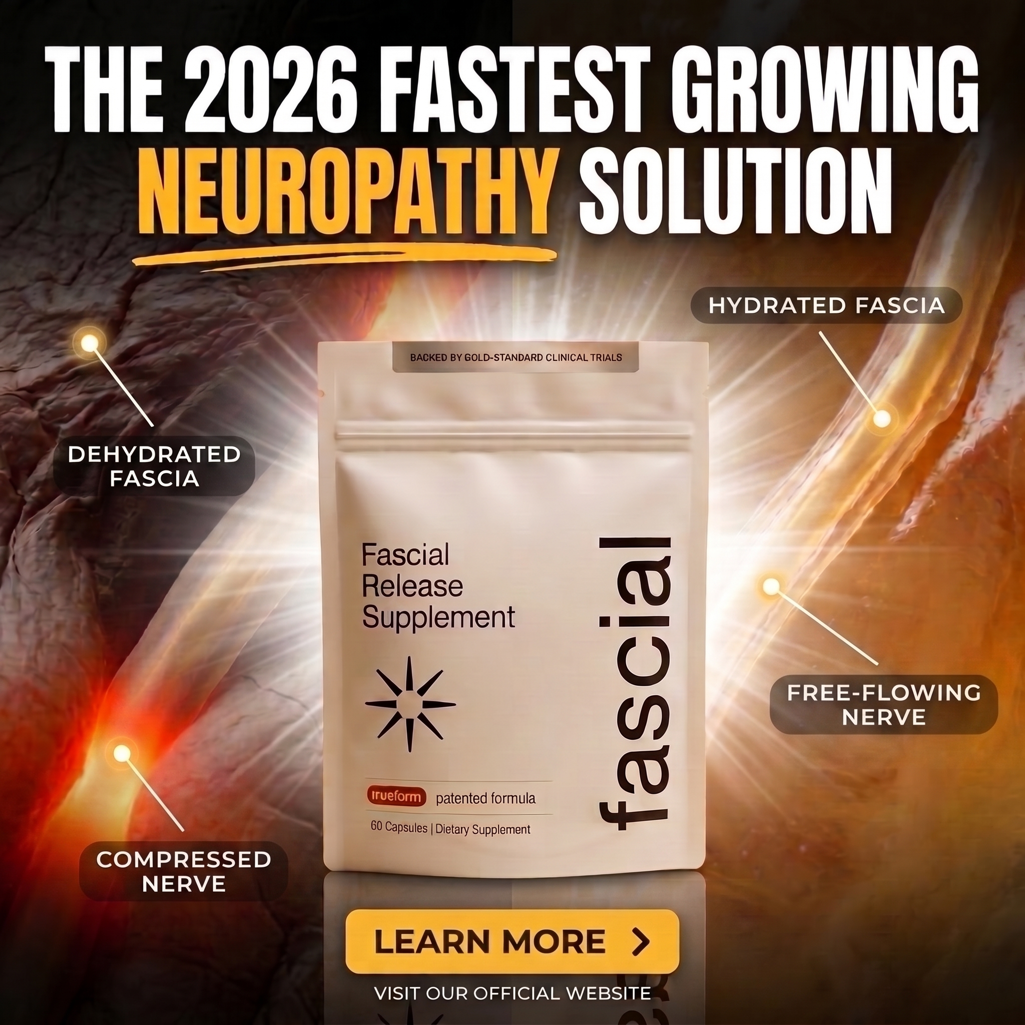 Fascial Labs Facebook ad: The First Supplement Built For The Tissue Around Your Nerves