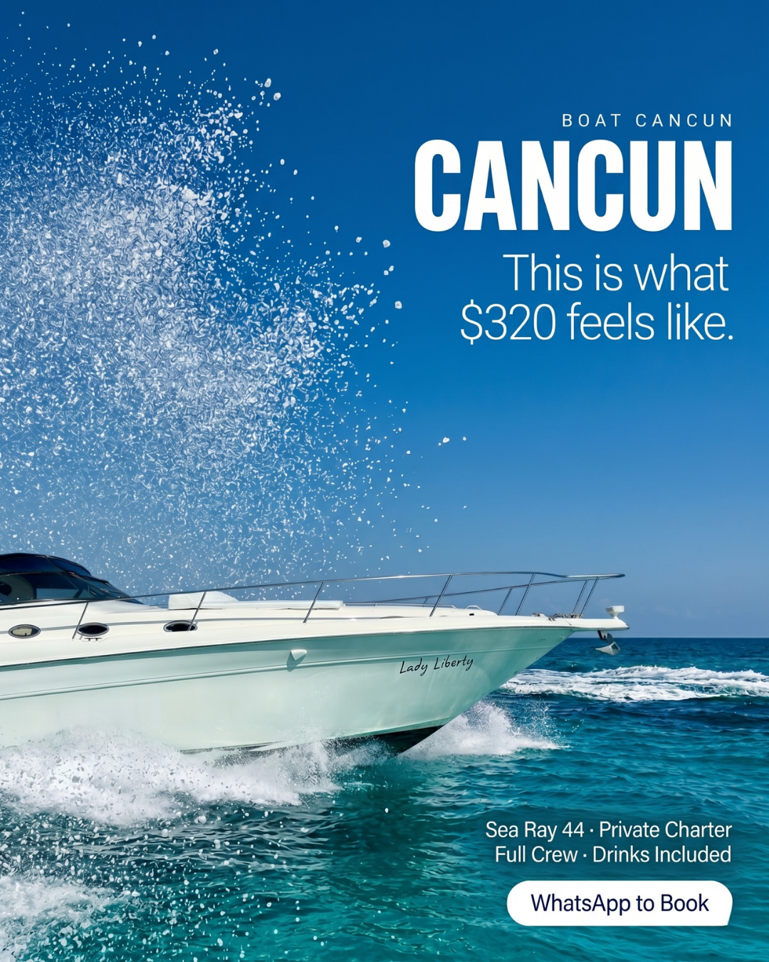 Boat Cancún Facebook ad from May 14, 2026