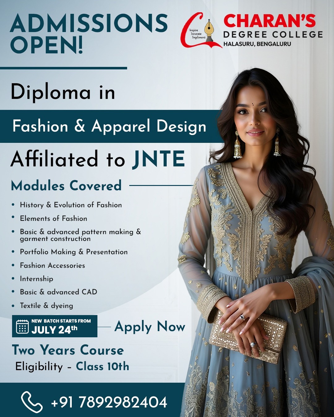 Charans International Institute of Fashion Technology Facebook ad: Admissions Open for Fashion Design