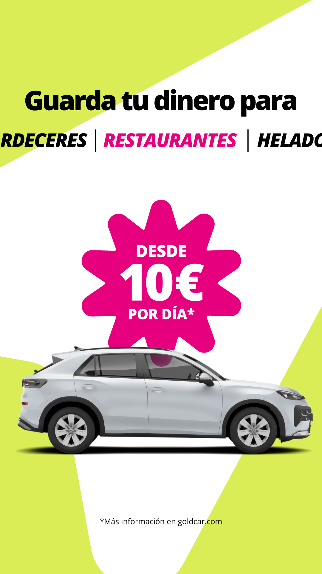Goldcar Facebook ad: ¡Sal a la carretera desde solo 10€/día!