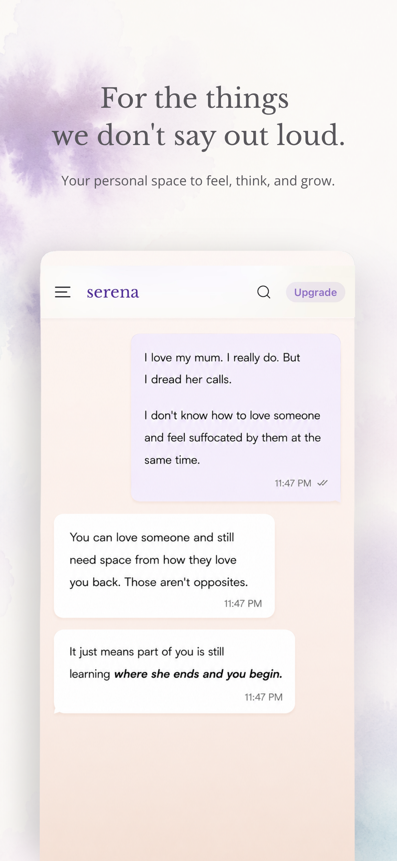 Serena - AI for Mental Wellbeing Facebook ad: Private AI support