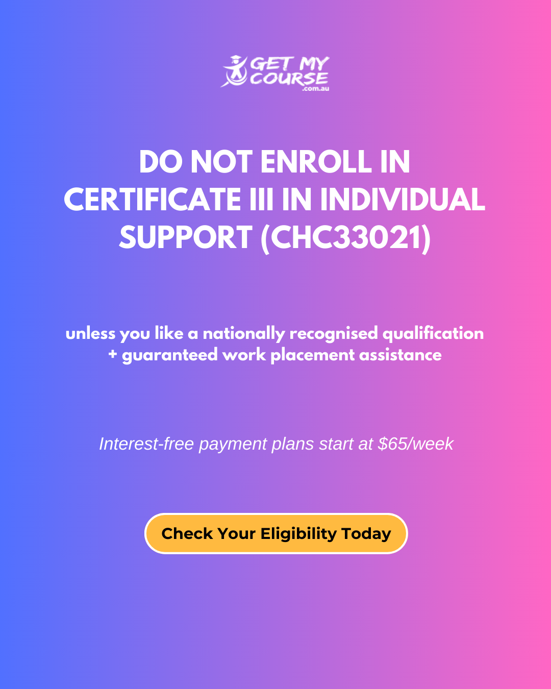 Getmycourse.com.au Facebook ad