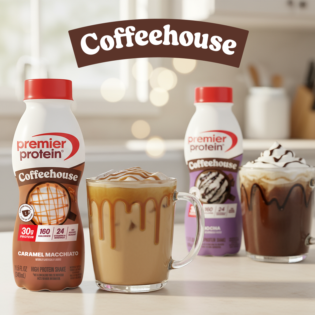 Premier Protein Facebook ad: Coffeehouse Protein Shakes