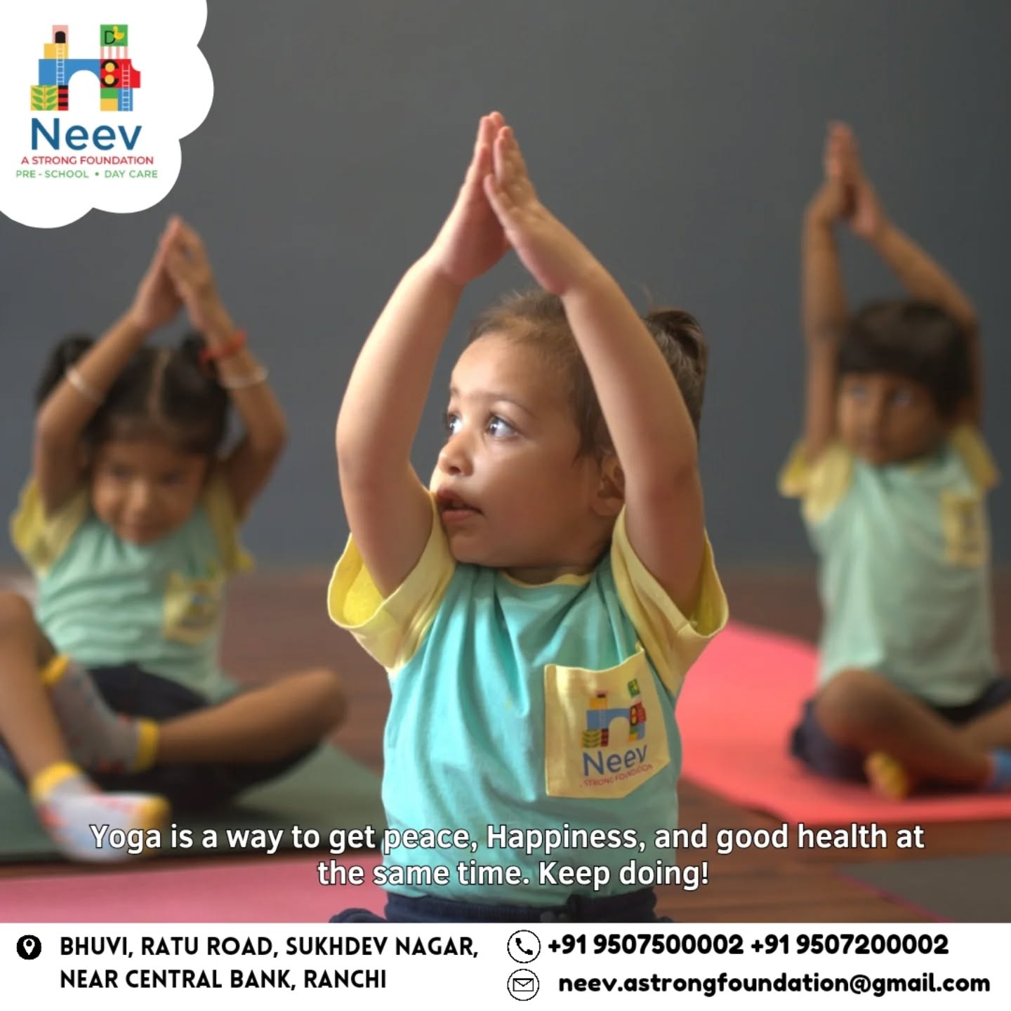 neev_playschool Facebook ad: Starting young with mindfulness and movement.