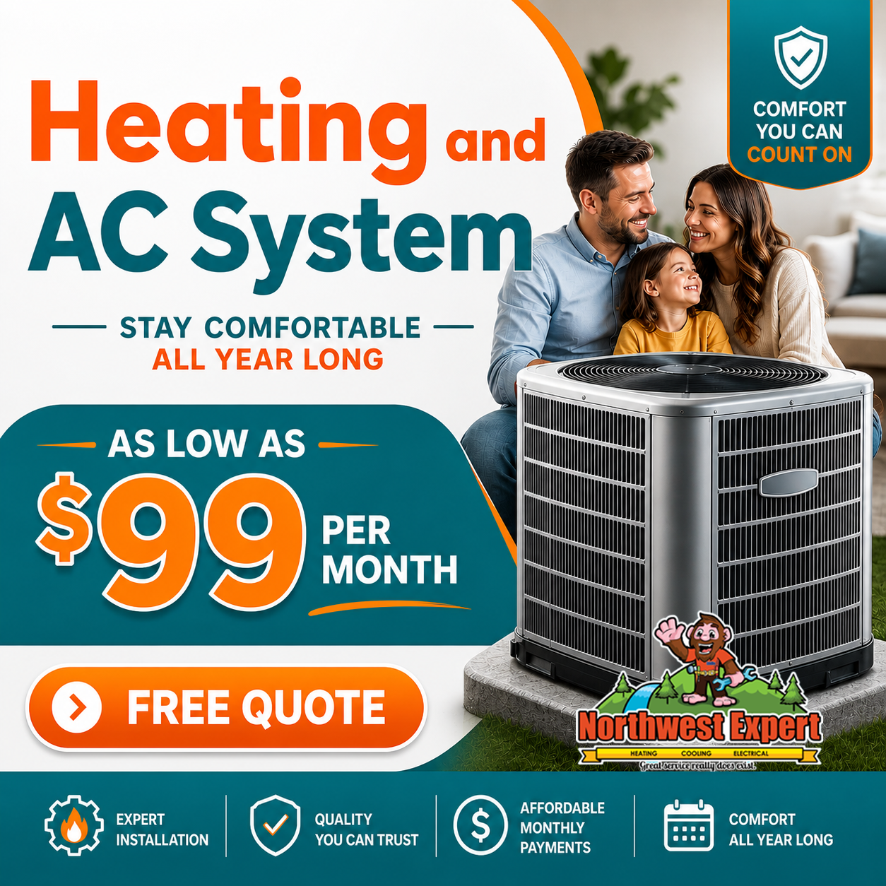 Northwest Expert Heating, Cooling & Electrical Facebook ad