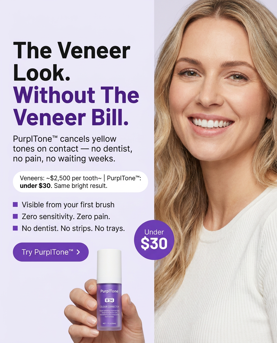 PurplTone Facebook ad: The Veneer Look. Without The Veneer Bill.