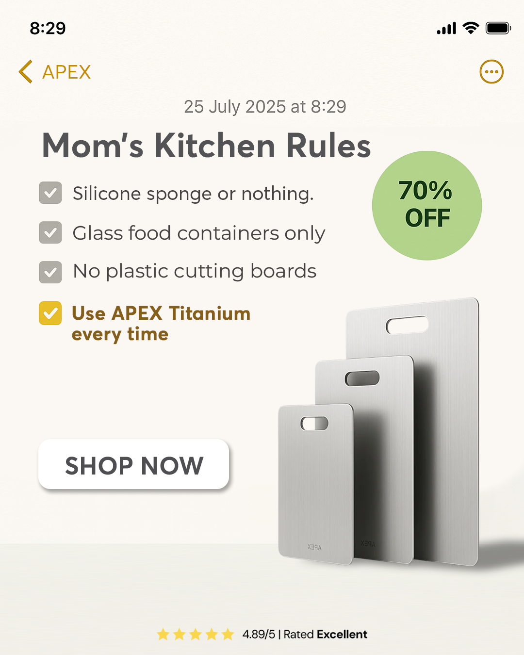 Apexiqo Facebook ad: Up to 65% Off, Shop the Sale Now