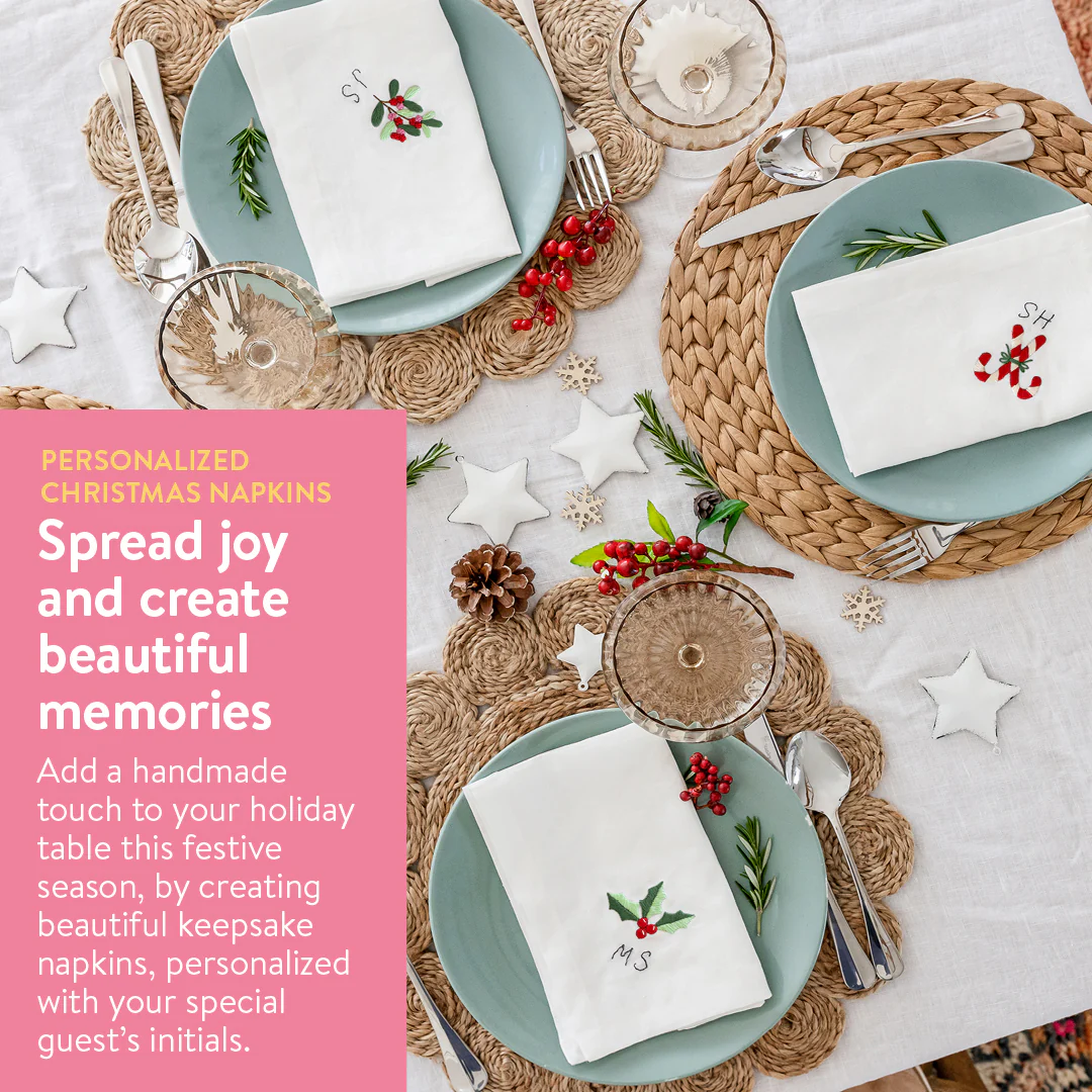 Clever Poppy Facebook ad: Personalized napkins for your holiday table