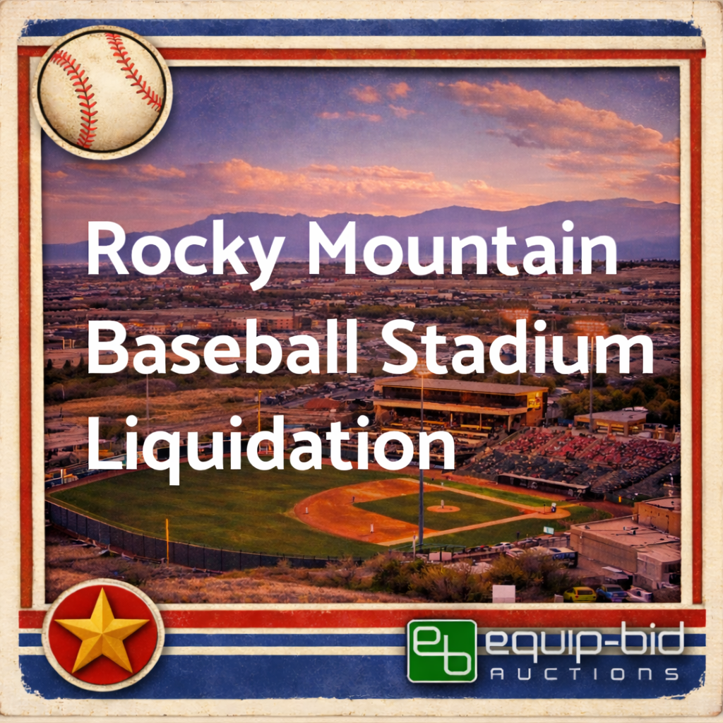 Equip-Bid Auctions Facebook ad: Hey! Baseball may be over at the Rocky…