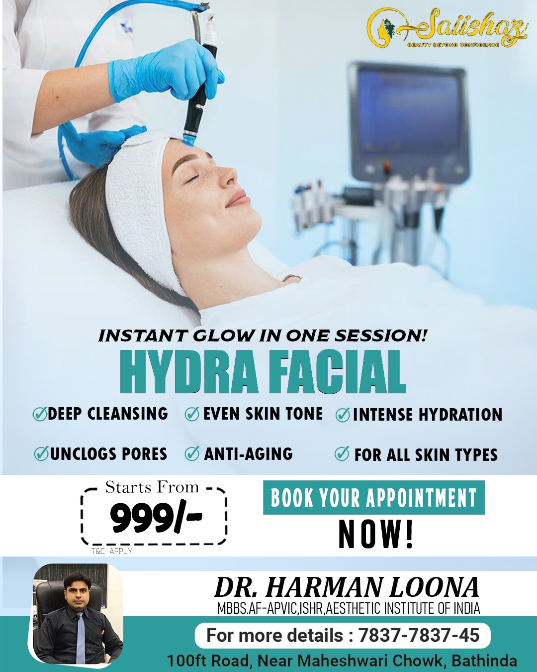 Saiishaz Facebook ad: Get Instant Glow with Hydra Facial