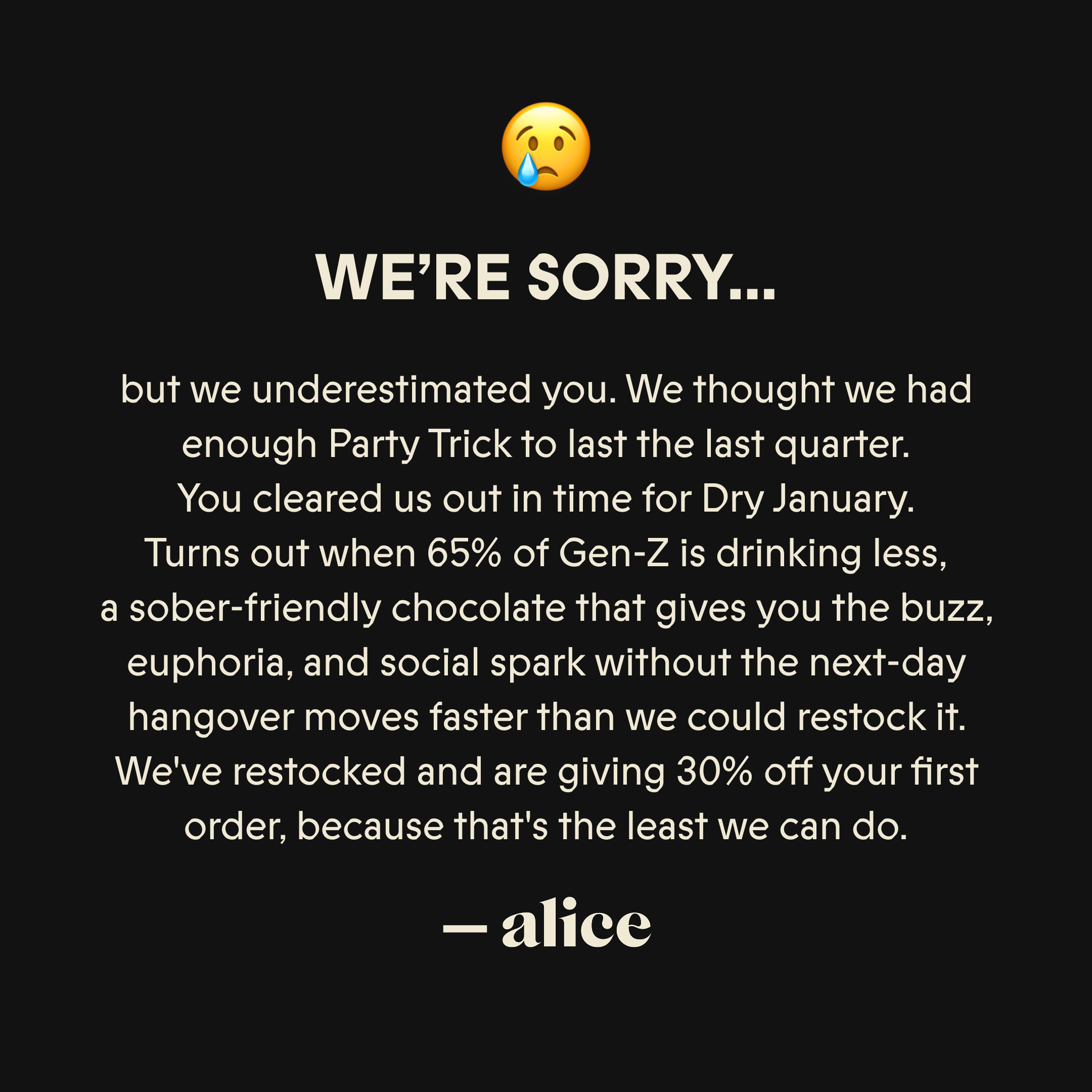 Alice Mushrooms Facebook ad