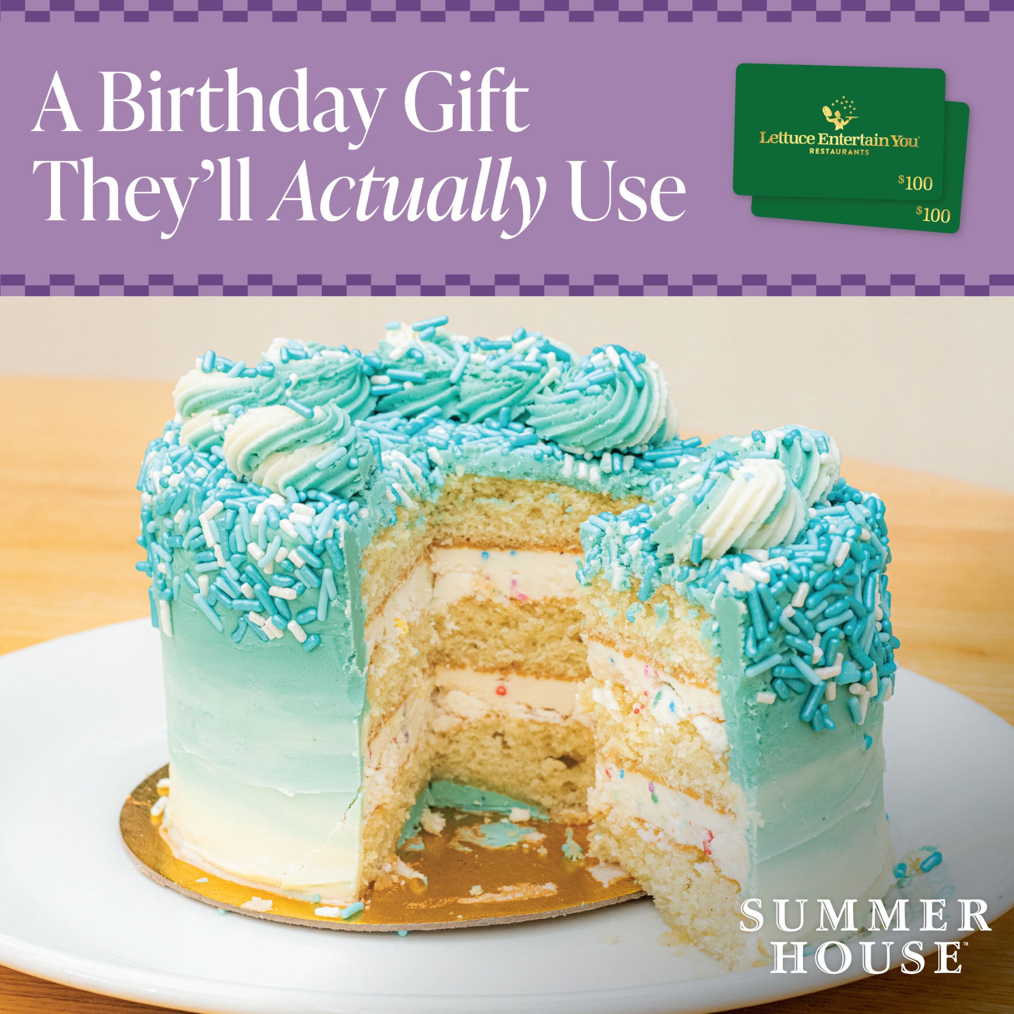 Lettuce Entertain You Restaurants Facebook ad: Birthdays are for making memories, not just opening…