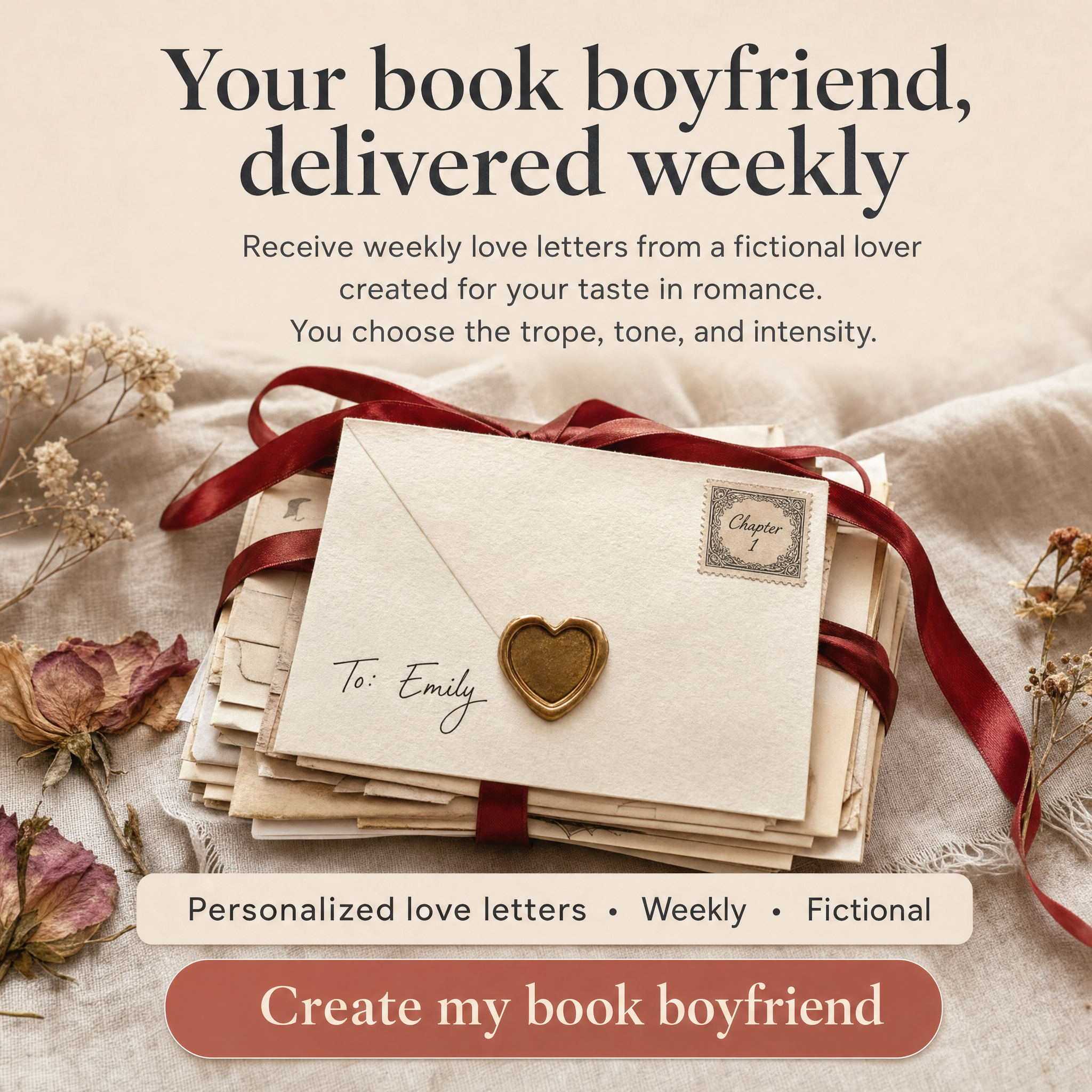 My Love Wrote Facebook ad: Get Letters From Fictional Lovers